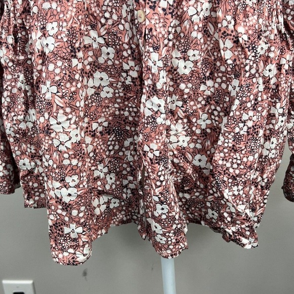 Anthropologie Pilcro Pink Floral Sasha Smocked Button Down Shirt Blouse S - Picture 7 of 15